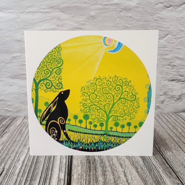 Moongazing Hare Greetings Card, for Any Occasion