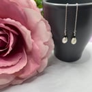 Sterling silver threader earrings with pearl and black spinel