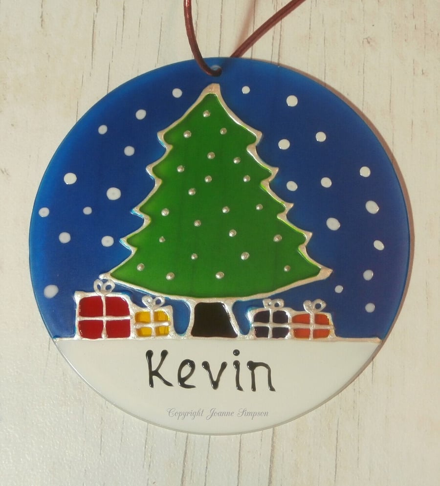 Christmas Memories Decoration, glass tree ornament, hand painted decoration