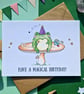 Frog birthday card, Friend birthday card, Magical birthday card, Birthday frog - Image 1