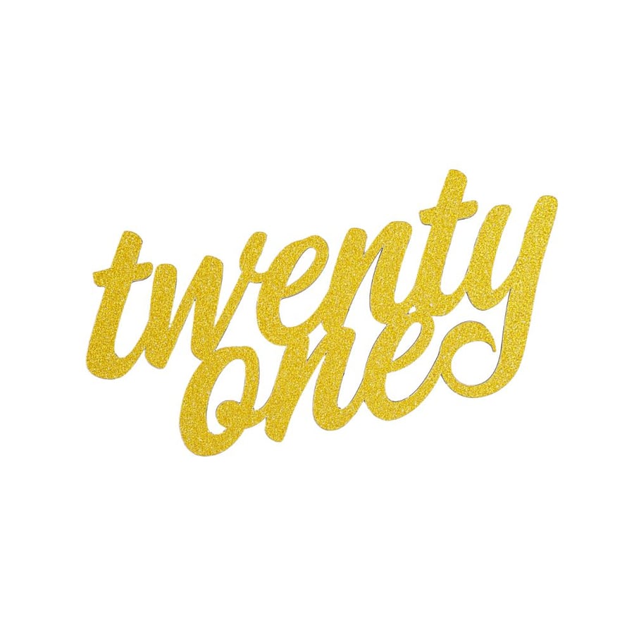 Twenty One - 21st Birthday -Old Gold Glitter Cake Topper