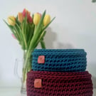 Handmade Cotton Cord Crochet Basket: Rectangular Storage Organizer