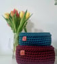 Handmade Cotton Cord Crochet Basket: Rectangular Storage Organizer