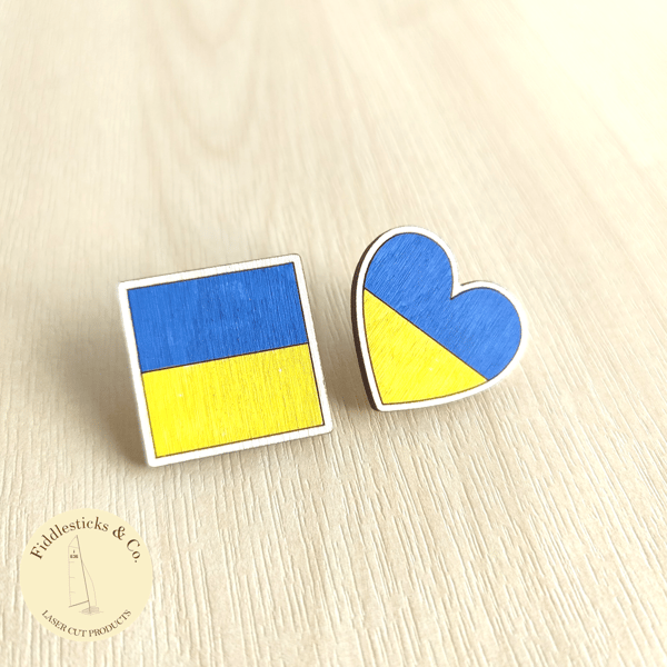 Ukrainian Flag Pin Badge - Red Cross Donation & Fundraiser - Stand with Ukraine 