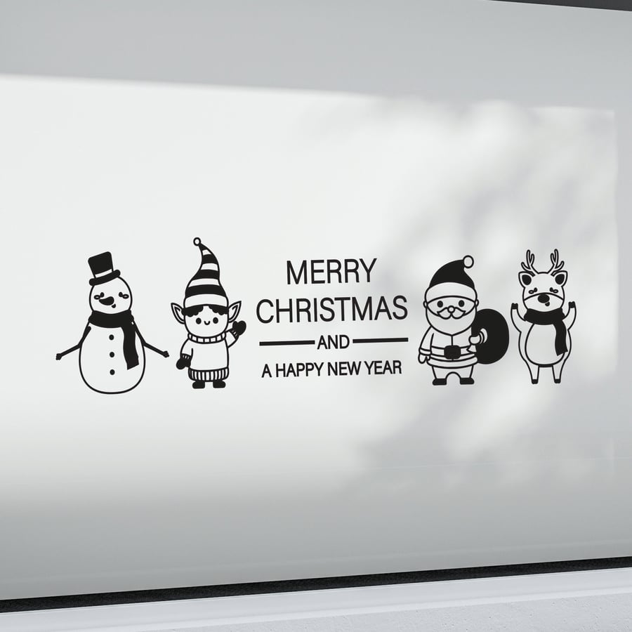 Shop Window Santa Characters Christmas Display Merry Christmas and A Happy New 