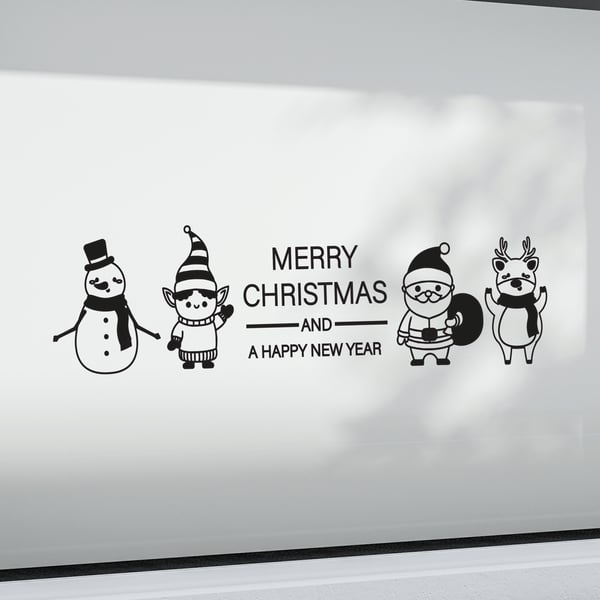 Shop Window Santa Characters Christmas Display Merry Christmas and A Happy New 