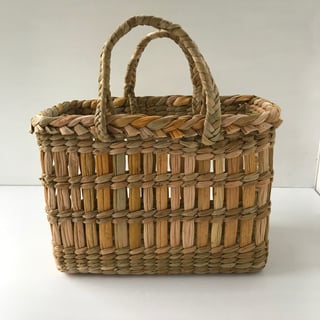 Child’s or Small Handled Woven Rush Basket - Handmade in Cornwall - 602