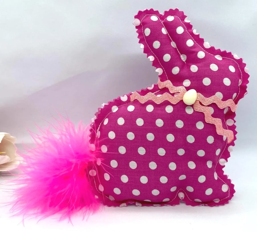 Handmade Easter Decoration Set Pink Polka Dot Bunny Goose 4 Piece Spring Ornamen