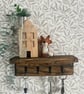Handmade Rustic Wall Hung Key Holder with Shelf