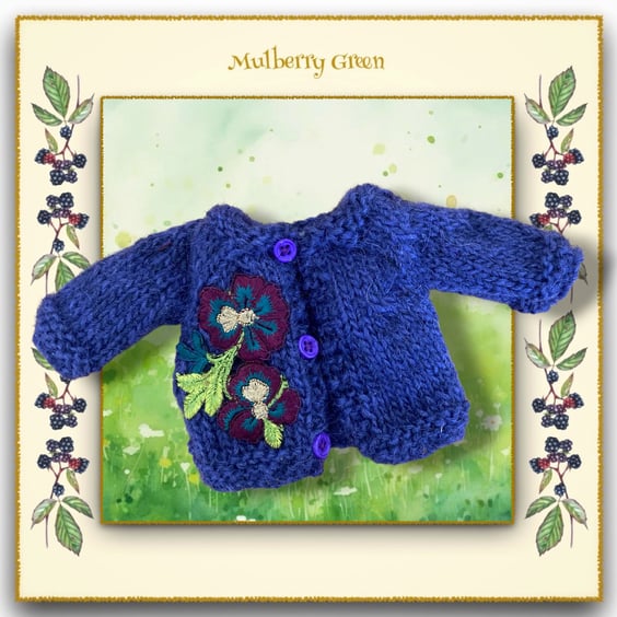 Pure Icelandic Wool Purple Floral Cardigan 