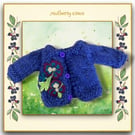 Pure Icelandic Wool Purple Floral Cardigan 