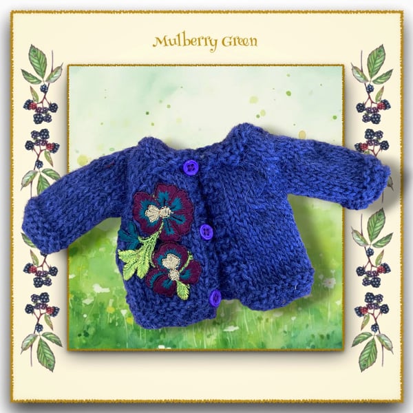 Pure Icelandic Wool Purple Floral Cardigan 
