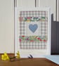 Hand-stitched little heart card with with Liberty prints - so pretty!