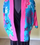 Kimono Style Jacket - Pink and Blue Floral - size large