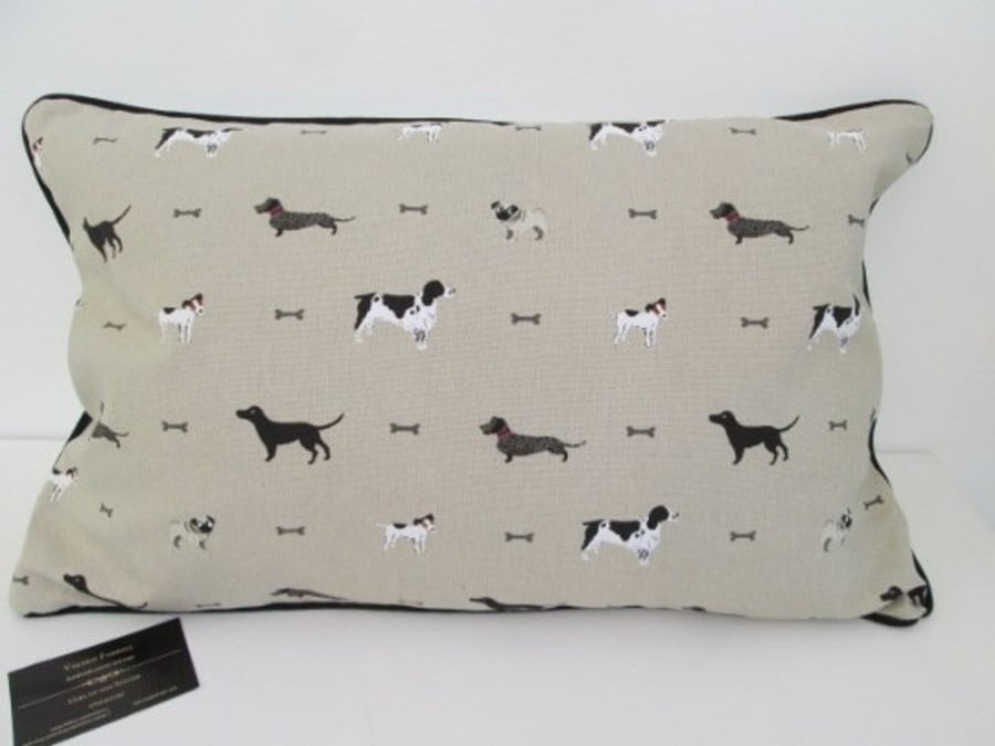 Sophie Allport Dogs Cushion with Black Piping