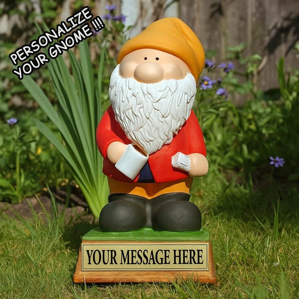 Garden Gnome: Custom Personalised Gift Present Dad Mum Son Grandad Gardener