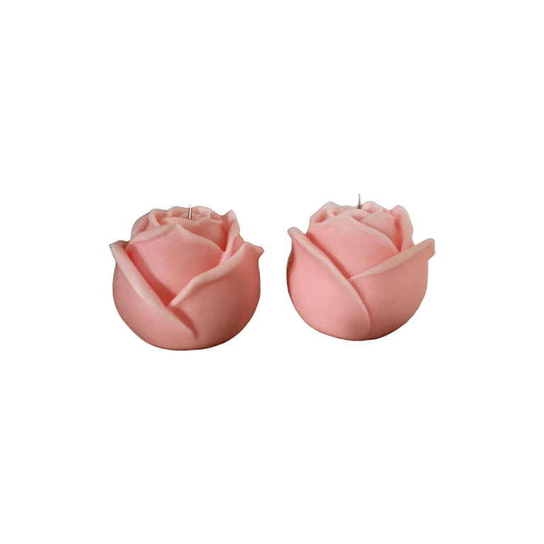 Rose Scented Flower-Shaped 100% Organic Soy Wax Candles (pair)