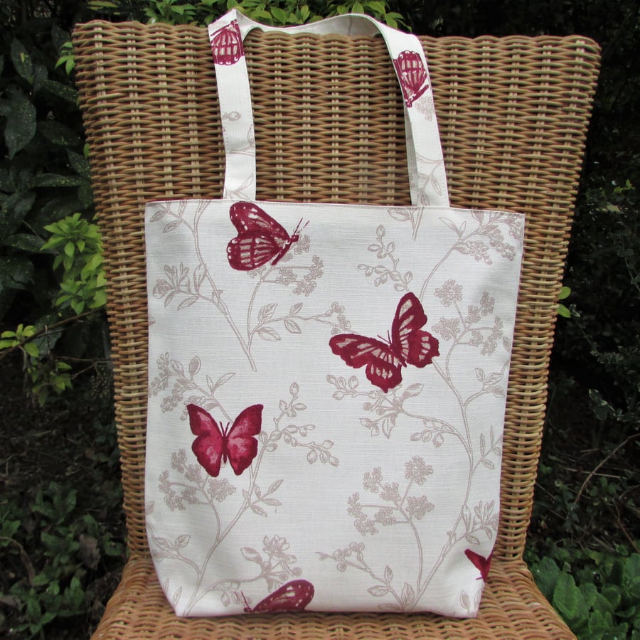 Red butterflies tote bag Folksy