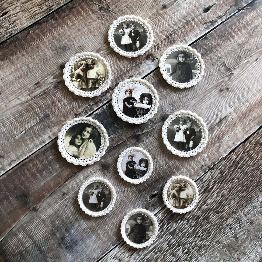 Hand crocheted Vintage photo images 