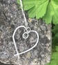 Handmade Sterling Silver 925 Open Heart Pendant Necklace - Summer Seconds - Image 1
