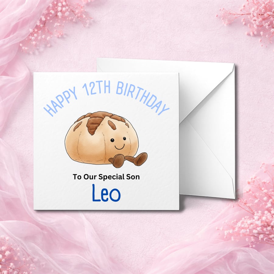 Personalised  Birthday Card, Cute Design, Custom Name, Son Daughter Kids Card