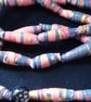 Handmade peach, grey and gold coloured paper bead necklace with agate accents. - Image 4
