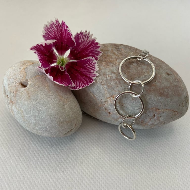 Silver Rings Pendant, Fun Necklace, Gift Necklace, Multi Rings Necklace