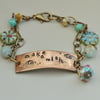 Make a Wish Vintaj Handstamped Metal and Bead Bracelet