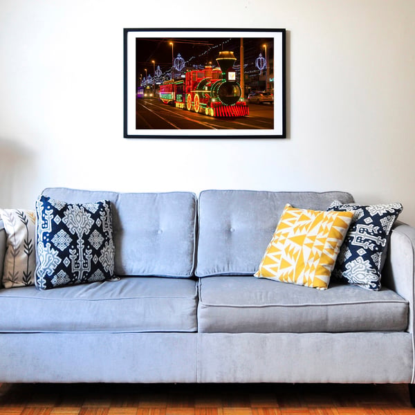 Blackpool illuminations tram print – Western style steam train