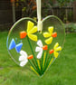 Fused Glass Heart Shaped Daffodil Hanging Decoration - Image 2
