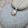 Sterling Silver Pebble Necklace Pendant with Gold Star