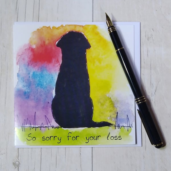 Labrador sympathy card. Labrador bereavement card. Labrador loss card, Dog loss.