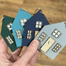 Blue Green Grey Wooden Hanging Scandinavian Cottage House Ornament Plain