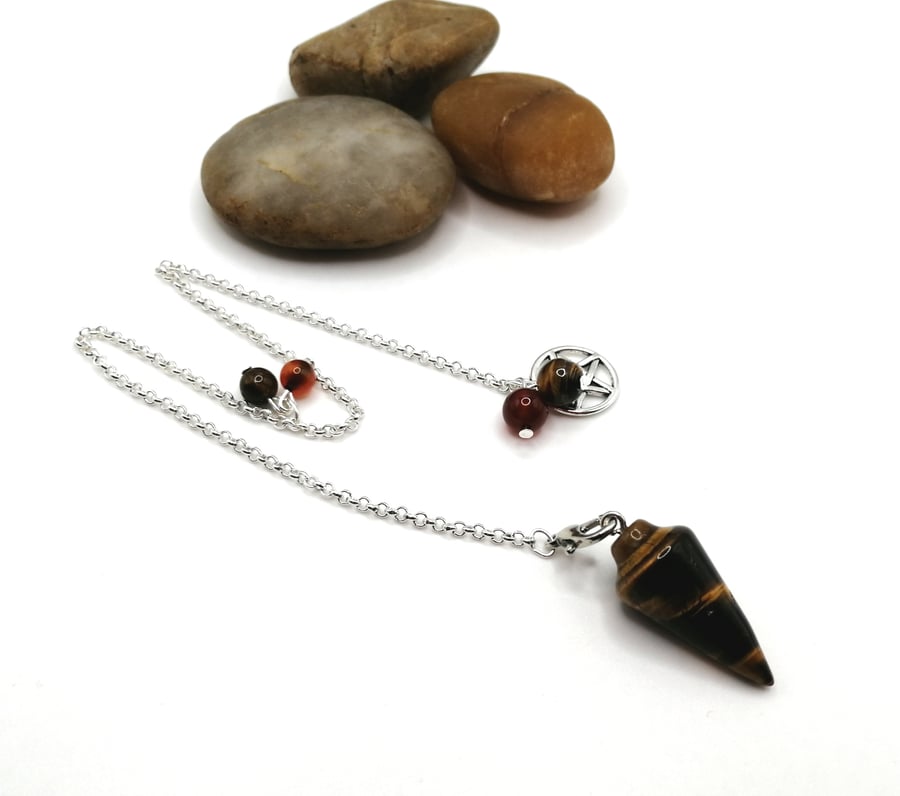 Tigers Eye and Carnelian Pendulum