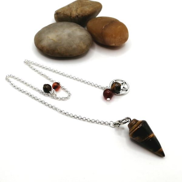 Tigers Eye and Carnelian Pendulum