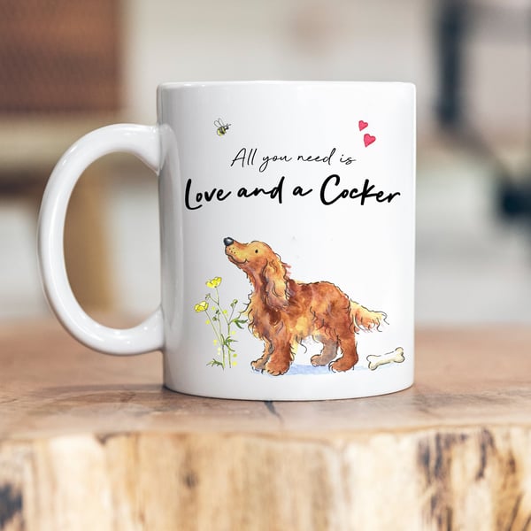 Love and a Cocker Tan Ceramic Mug