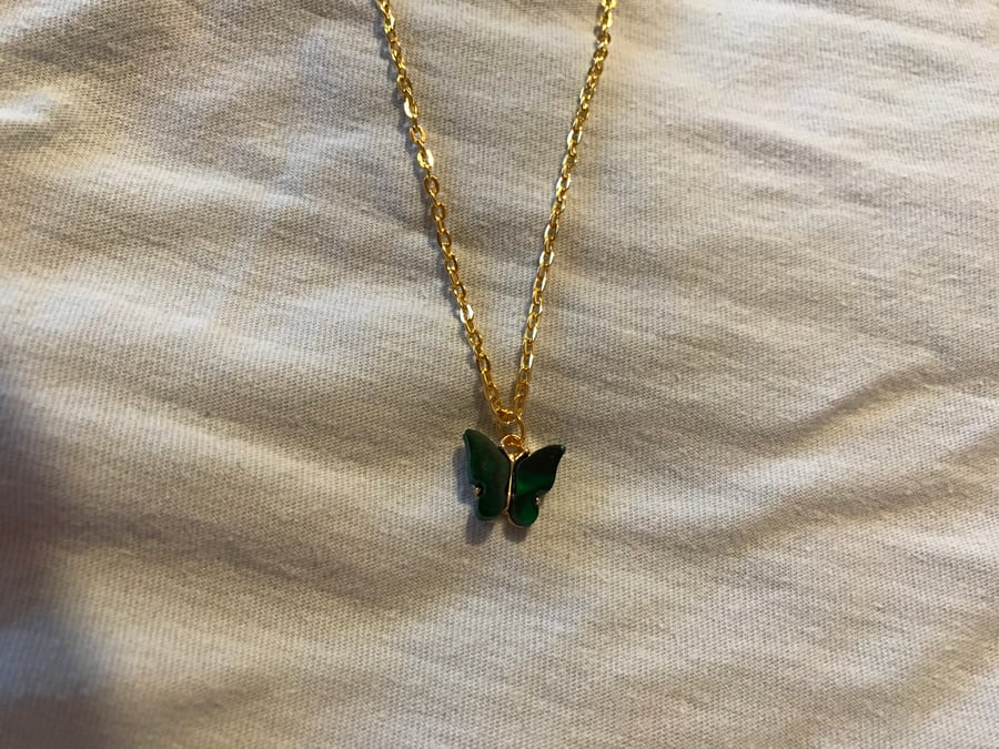 Carlin - vibrant emerald acrylic butterfly necklace 