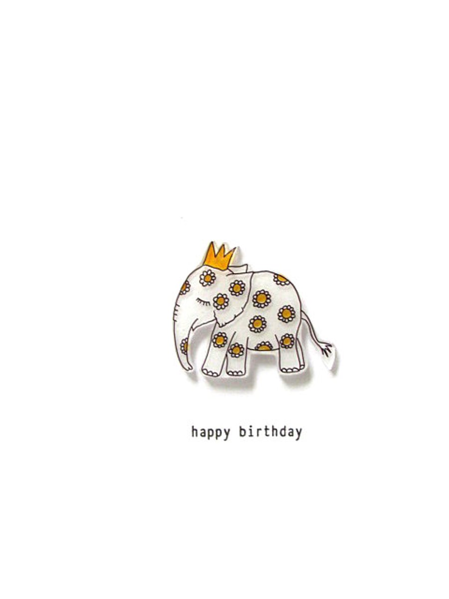 happy birthday - edward the floral elephant - handmade card