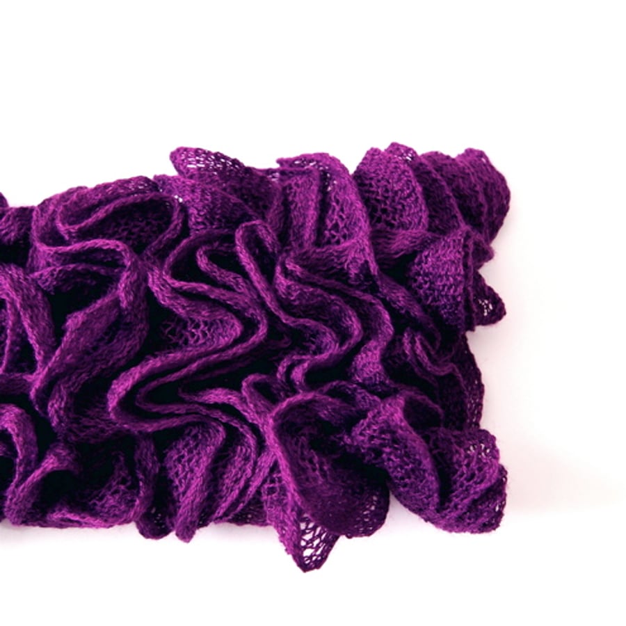 Long Magenta Ruffle Scarf