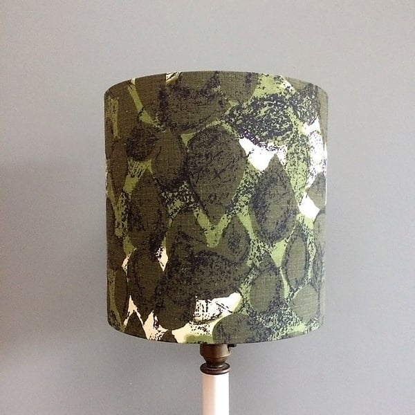 Pavane Dark Sage Green Leaf MCM 50s 60s  Vintage Fabric Lampshade option 
