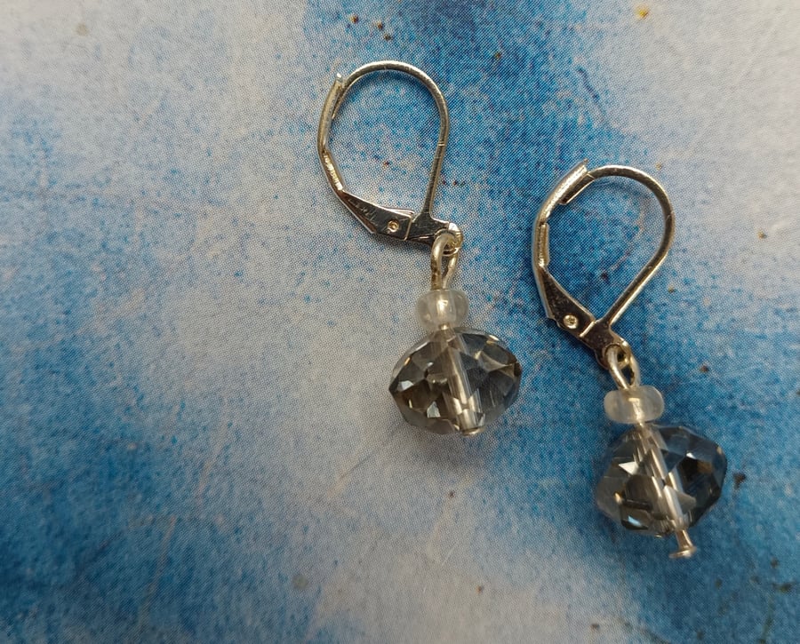 Handmade Twinkling Iridescent Faceted Glass Bead Drop Earrings