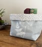 Cow Parsley linen large reversible storage basket plant pot