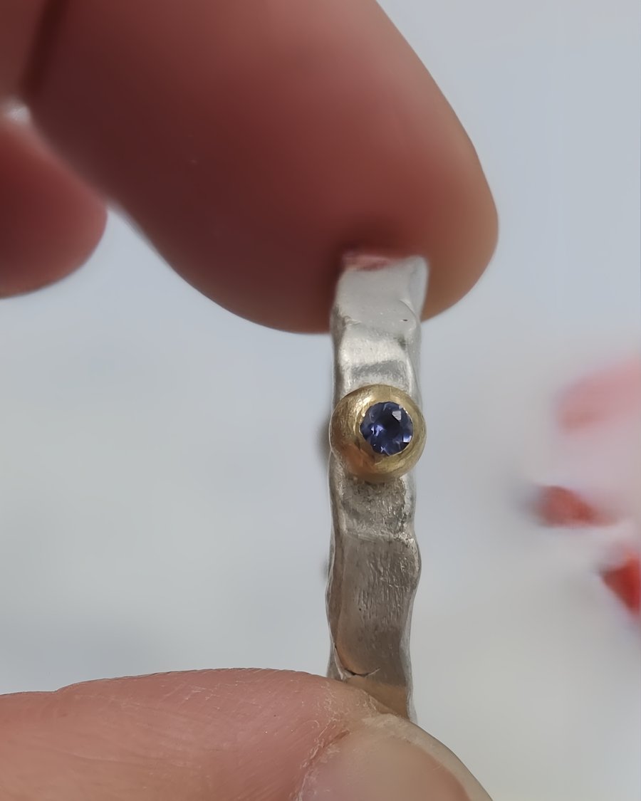 Iolite & Gold Fusion Sterling Silver Ring