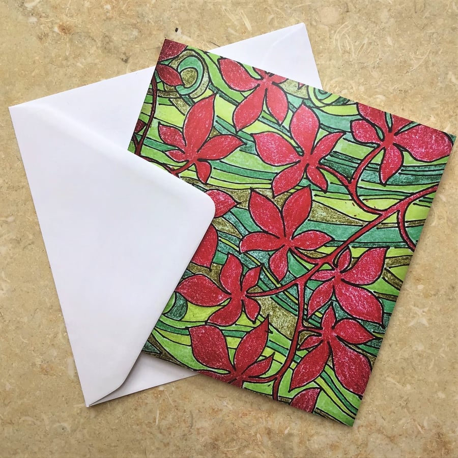 Greetings Card 'Sketchbook series - Red Leaves' 