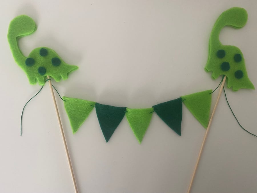 Dinosaur Felt Cake Bunting, Handmade Cake Topper, Felt Cake Banner, Children's B