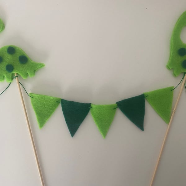 Dinosaur Felt Cake Bunting, Handmade Cake Topper, Felt Cake Banner, Children's B