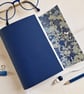 Denim Blue Leather Journal, Notebook or Sketchbook lined with Marble Paper