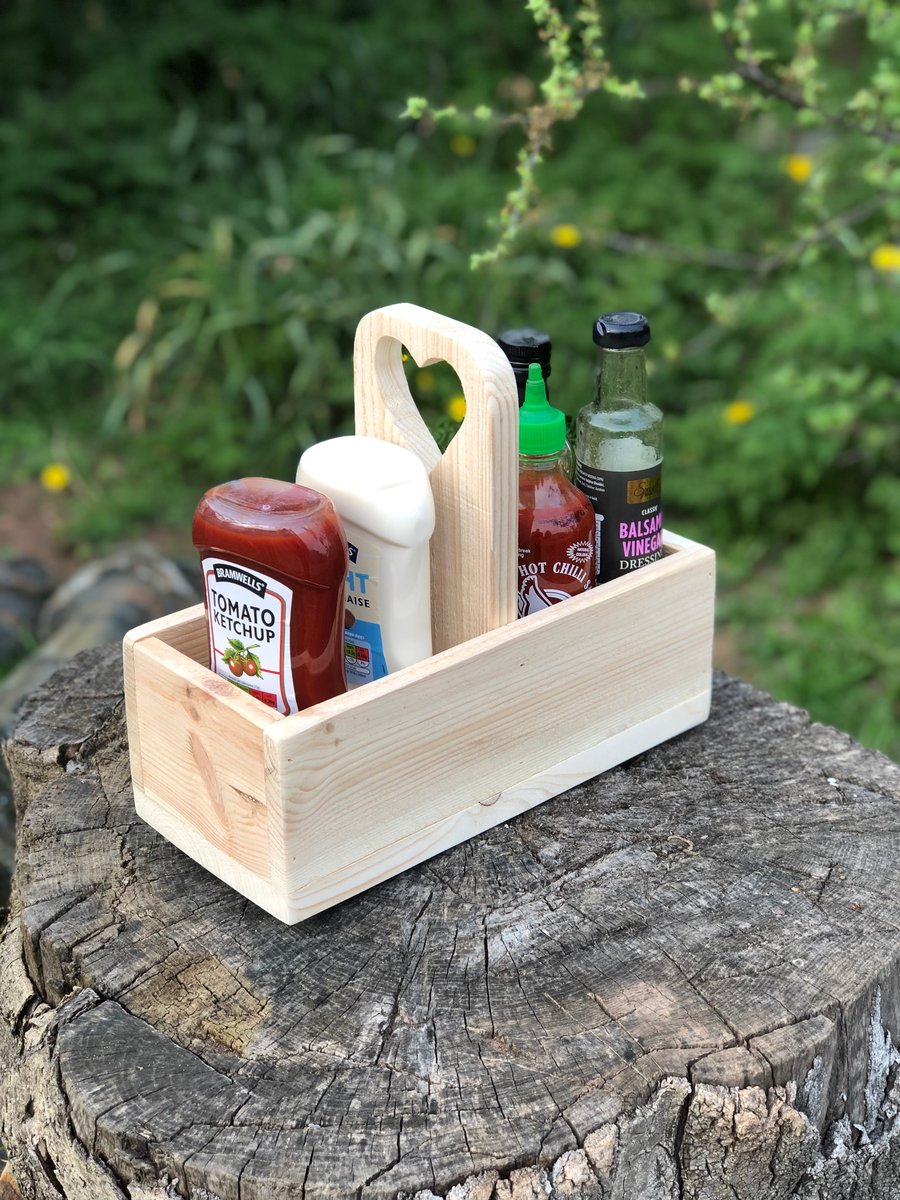 Rustic Wooden Condiment Caddy
