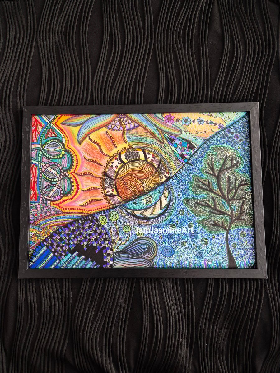 Original A4 Unframed Abstract Art - Hidden Between Day & Night