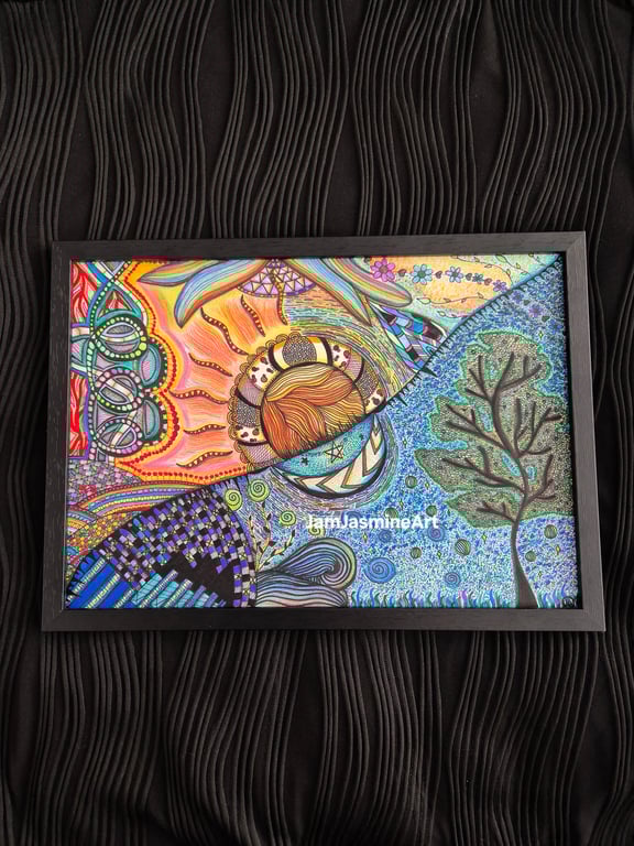 Original A4 Unframed Abstract Art - Hidden Between Day & Night